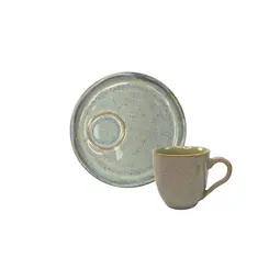 Xícara Café e Pires Descentralizado Cerâmica Stoneware Bio Green Granite  65ml - 1un