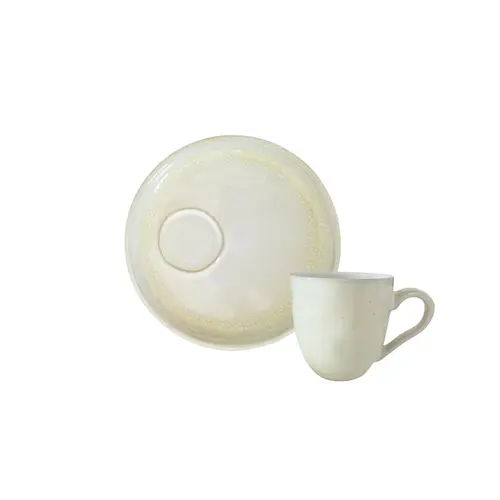Xícara Café e Pires Descentralizado Cerâmica Stoneware Bio Ivory  65ml - 1un
