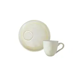 Xícara Café e Pires Descentralizado Cerâmica Stoneware Bio Ivory  65ml - 1un