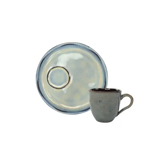 Xícara Café e Pires Descentralizado Cerâmica Stoneware Bio Glacier Noir 65ml - 1un