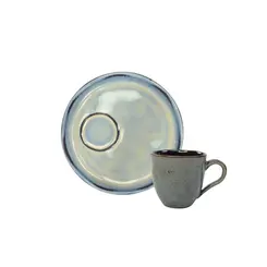 Xícara Café e Pires Descentralizado Cerâmica Stoneware Bio Glacier Noir 65ml - 1un