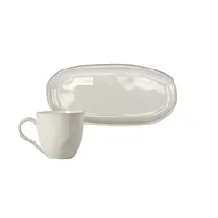 Xícara de Café e Pires Oval Cerâmica Stoneware Bio Glam White 65ml - 1 Unid.