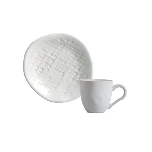 Xícara Café e Pires Ramequim Cerâmica Stoneware Juta New White 65ml - 1un