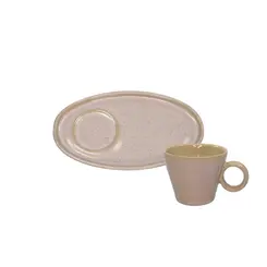 Xícara de Café e Pires Oval Cerâmica Stoneware Neo Litchi 110ml - 1 Unid.