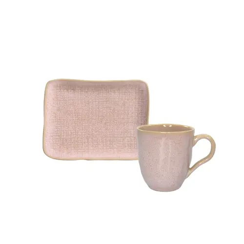 Caneca e Travessa Retangular Cerâmica Juta Orgânico Litchi 273ml - 1 Unid.