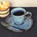 Xícara Café e Pires Cerâmica Stoneware Bio Titanium Azul 120ml - 1 Unid.