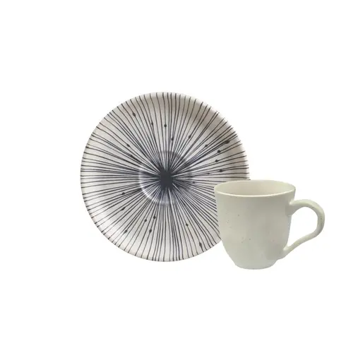 Xícara Café e Pires Cerâmica Stoneware Bio Dente Azul 120ml - 1 Unid.