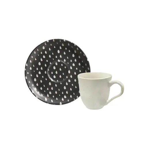 Xícara Café e Pires Cerâmica Stoneware Bio Chevron 120ml - 1 Unid.