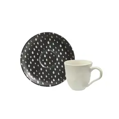 Xícara Café e Pires Cerâmica Stoneware Bio Chevron 120ml - 1 Unid.