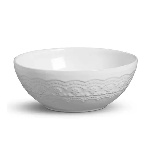 Tigela Bowl em Cerâmica Madeleine Grande Branco 25 cm 2500ml
