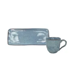 Xícara de Café e Travessa Retangular Cerâmica Orgânico Breeze 120ml - 1 Unid.