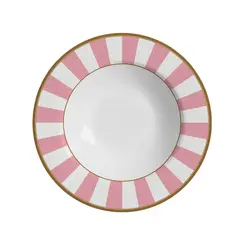 Prato Fundo em Cerâmica Stripe Linhas Rosa 25 cm - 1 Unid.