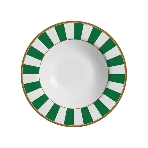 Prato Fundo em Cerâmica Stripe Linhas Verde 25 cm - 1 Unid.