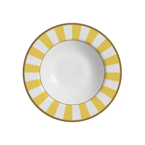 Prato Fundo em Cerâmica Stripe Linhas Amarelo 25cm - 1 Unid.