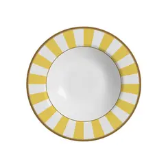 Prato Fundo em Cerâmica Stripe Linhas Amarelo 25cm - 1 Unid.