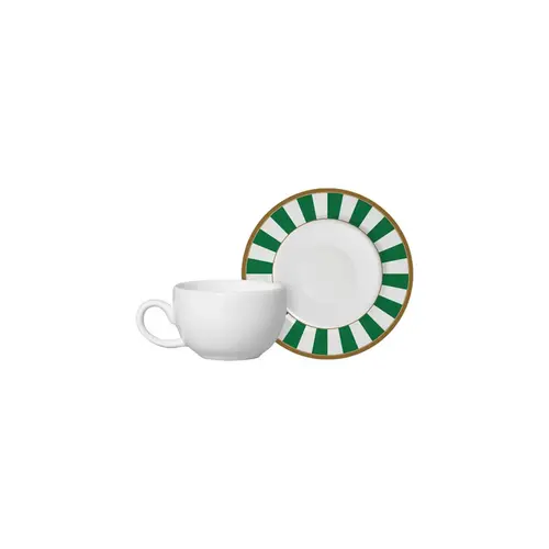 Xicara de Café com Pires em Cerâmica Stripe Verde 85 ml - 1 Unid.