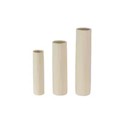 Trio de Vasos Decorativos Coluna em Cerâmica Off-White