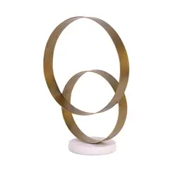 Escultura Decorativa Alira Dourada com Base em Mármore 28cm