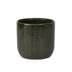 Cachepot Vaso Decorativo Arven em Cerâmica Verde com Relevo 14cm
