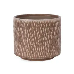 Cachepot Vaso Decorativo Savia em Cerâmica Marrom com Relevo 13,5cm