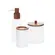 Kit para Banheiro Aro em Vidro Branco Jateado e Madeira 3 Peças