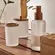 Kit para Banheiro Aro em Vidro Branco Jateado e Madeira 3 Peças