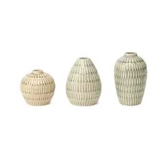 Kit de Vasos Decorativos Origens em Cerâmica Texturizado 3 peças