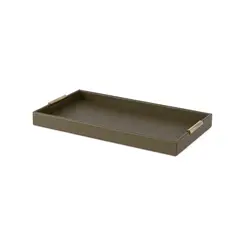 Bandeja Decorativa Oliva Verde com Alças Douradas 33cm