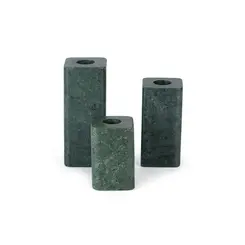 Kit Porta-Velas Lume em Mármore Verde Natural 3 Peças