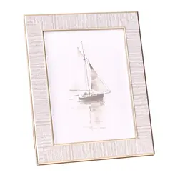 Porta-Retrato Mirel Branco Off-White com Filete Dourado 15x20 cm