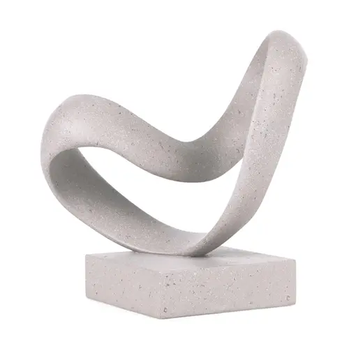 Escultura Decorativa Vantor Abstrata em Poliresina Cinza
