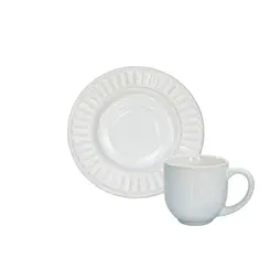 Xicara de Café com Pires em Cerâmica Risqué Branco 72 ml - 1 Unid.