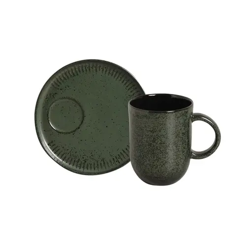 Caneca Coup Stoneware com Pires Descentralizado Greenery 330 ml - 1 unid.