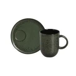 Caneca Coup Stoneware com Pires Descentralizado Greenery 330 ml - 1 unid.