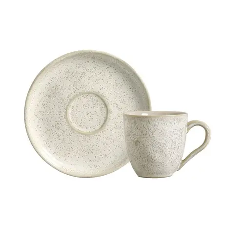 Xícara de Café e Pires Cerâmica Stoneware Bio Vanilla 120ml - 1 Unid.
