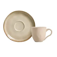 Xícara de Café e Pires Cerâmica Stoneware Bio Raio 120ml - 1 Unid.