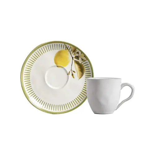 Xícara de Café e Pires Cerâmica Stoneware Bio Lemon 120ml - 1 Unid.