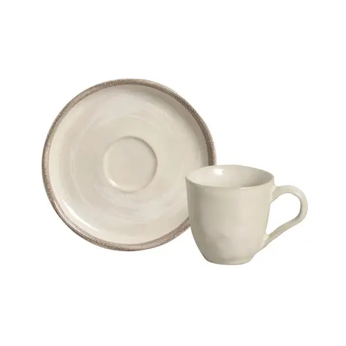 Xícara de Café e Pires Cerâmica Stoneware Bio Amaretto 120ml - 1 Unid.