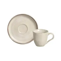Xícara de Café e Pires Cerâmica Stoneware Bio Amaretto 120ml - 1 Unid.