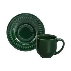 Xicara de Café com Pires em Cerâmica Daisy Botânico 72ml - 1 Unid.