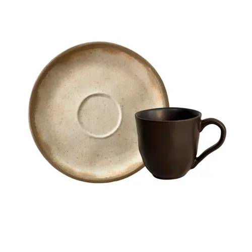 Xícara Café e Pires Cerâmica Bio Oak Essencial 120ml - 1 un.
