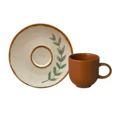 Xícara Café e Pires Cerâmica Coup Magari Terracota 97ml 1 un