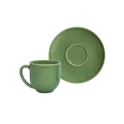 Xícara de Café e Pires Cerâmica Coup Verde Sálvia 112ml - 1 Unid.