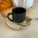 Xícara de Café com Pires Cerâmica Coup Botânico Folhagem 112ml - 1 Unid.