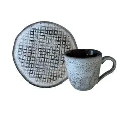 Xícara Café e Pires Ramequim Cerâmica Stoneware Juta Echo 120ml - 1unid.