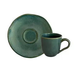 Xícara de Café e Pires Cerâmica Orgânico Nature Sálvia 120ml - 1 Unid.