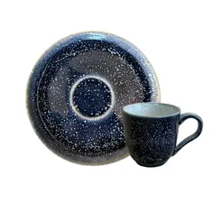 Xícara de Café e Pires Cerâmica Bio Nature Marinho 120ml - 1 Unid.