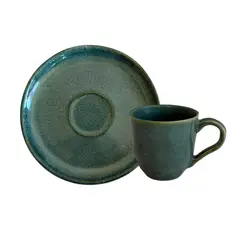 Xícara de Café e Pires Cerâmica Bio Nature Sálvia 120ml - 1 Unid.
