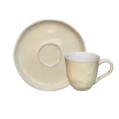 Xícara de Café e Pires Cerâmica Bio Shiny White 120ml - 1 Unid.