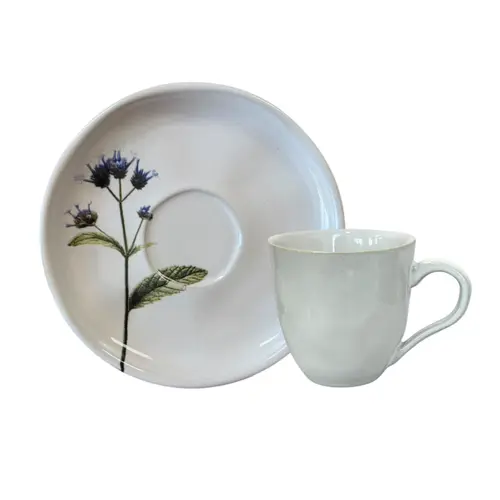 Xícara de Chá e Pires Cerâmica Stoneware Bio Passerina 170ml - 1 Unid.